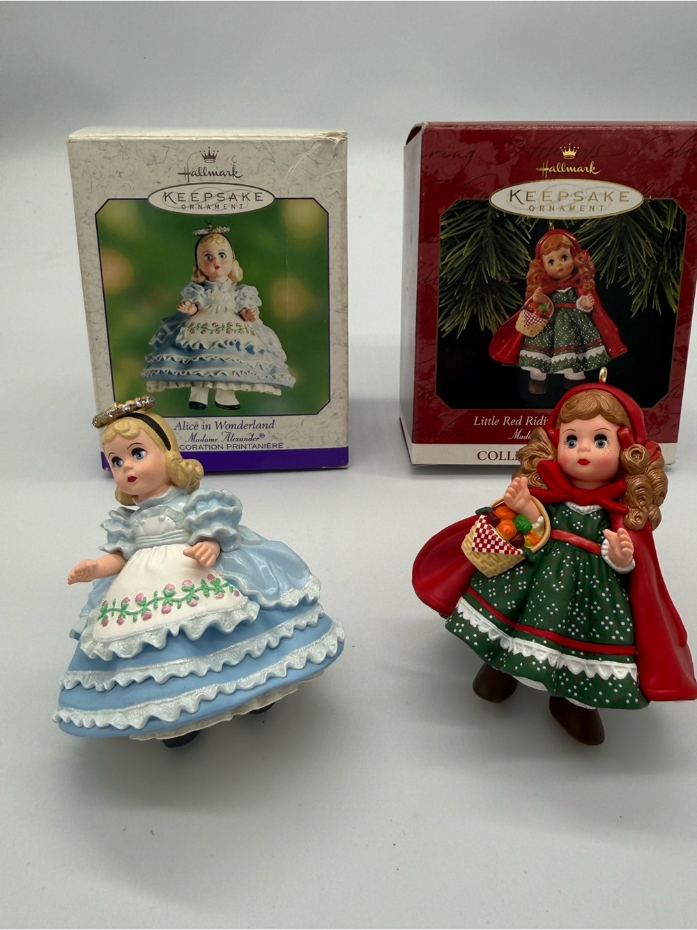 Vtg Hallmark keepsake ornaments little red riding hood and Alice in wonderland